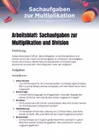 Vorschau - Arbeitsblätter - Arbeitsblatt Sachaufgaben zur Multiplikation und Division - Deckblatt
