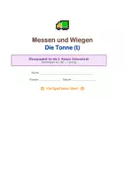 Vorschau - Arbeitsblätter - Die Tonne (t) — Übungspaket für die 2. Klasse Volksschule (Gewichte, t und kg) - Deckblatt