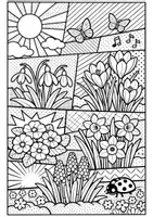 Vorschau - Mal- und Bastelvorlagen - Pop-Art Ausmalbilder: Frühblüher - Seite 1