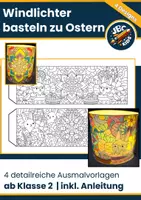 Vorschau - Mal- und Bastelvorlagen - Windlichter basteln zu Ostern – 4 Ausmalvorlagen (Tischlichter / Bastelvorlage) - Deckblatt