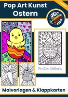 Vorschau - Mal- und Bastelvorlagen - Pop Art Ostern – 6 Ausmalbilder & Klappkarten (DIY Grußkarten Vorlagen) - Deckblatt