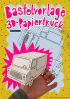 Vorschau - Mal- und Bastelvorlagen - Bastelvorlage 3D Papiertruck Kunst Design - Deckblatt