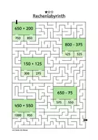 Vorschau - Arbeitsblätter - Rechenlabyrinthe: Addition und Subtraktion im Zahlenraum bis 1000 - Seite 1