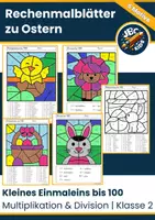 Vorschau - Arbeitsblätter - Rechnen und Malen Einmaleins bis 100 – Ostern | Multiplikation & Division Klasse 2 - Deckblatt