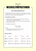 Vorschau - Arbeitsblätter - Wechselpräpositionen: Übersicht und Übungen (A2) + Lösungen - Deckblatt