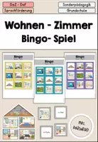 Vorschau - Spiele - Wohnen Zimmer Haus - Bingo Spiel DaZ DaF Sprachförderung Grundschule - Deckblatt