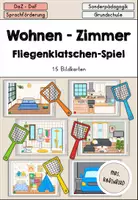 Vorschau - Spiele - Wohnen mit Zimmer im Haus - Fliegenklatschenspiel DaZ DaF Sprachförderung - Deckblatt
