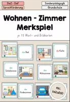 Vorschau - Spiele - Wohnen Zimmer Haus - Merkspiel - DaZ DaF Sprachförderung Grundschule - Deckblatt