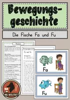 Vorschau - Fördermaterial/Inklusion - Bewegungsgeschichte, Brain Break, Bewegungspause, Fisch, Hörverstehen - Deckblatt