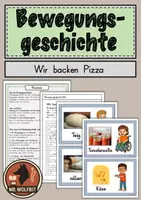 Vorschau - Arbeitsblätter - Bewegungsgeschichte, Pizza, Bewegungspause, Zuhören - Deckblatt