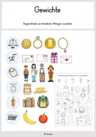Vorschau - Arbeitsblätter - Gewichte: Gegenstände verschiedenen Waagen zuordnen - Deckblatt