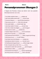 Vorschau - Arbeitsblätter - Personalpronomen_Übungen_3 - Deckblatt