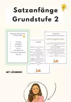Vorschau - Arbeitsblätter - Deutsch Klasse 3: Satzanfänge einsetzen - Lückentexte und Poster zur Schreibförderung - Deckblatt