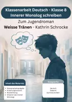 Vorschau - Klassenarbeiten - Klassenarbeit Deutsch: Innerer Monolog (mit Erwartungshorizont) – Beispiel Jugendroman „Weisse Tränen“ - Deckblatt