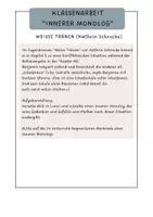 Vorschau - Klassenarbeiten - Klassenarbeit Deutsch: Innerer Monolog (mit Erwartungshorizont) – Beispiel Jugendroman „Weisse Tränen“ - Seite 1