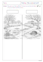 Vorschau - Stundenentwürfe - Frühling Einstieg - Jahreszeitliche Veränderung mit Tafelmaterial und Arbeitsblatt - Seite 1