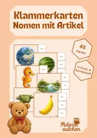Vorschau - Stationenlernen - Nomen mit Artikeln - Klammerkarten - Deckblatt