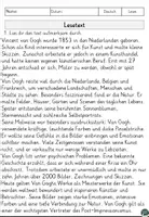 Vorschau - Arbeitsblätter - Vincent van Gogh Lesen und Verstehen Arbeitsblätter mit Lesetext, Fragen - Seite 1