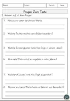 Vorschau - Arbeitsblätter - Vincent van Gogh Lesen und Verstehen Arbeitsblätter mit Lesetext, Fragen - Seite 3