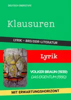 Vorschau - Arbeitsblätter - Klausur DDR-/Wendelyrik: Volker Braun – Das Eigentum + EWH - Deckblatt