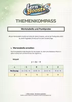 Vorschau - Stationenlernen - Merkhilfe: Wertetabelle und Punktprobe (lineare Funktionen) - Deckblatt