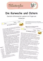 Vorschau - Arbeitsblätter - Die Karwoche und Ostern - Differenzierter Text mit Fragen - Deckblatt