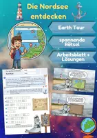 Vorschau - Arbeitsblätter - Die Nordsee entdecken mit Earth (Arbeitsblatt & Earth Tour) - Deckblatt