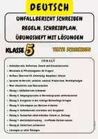 Vorschau - Arbeitsblätter - Unfallbericht schreiben Regeln, Schreibplan, Übungsheft mit Lösungen Klasse 5 - Deckblatt