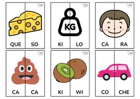 Vista previa - Juegos / Gamificación - PUZZLE DOS PIEZAS (PALABRAS BISÍLABAS FONEMA /K/) - página 1