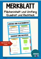 Vorschau - Poster - Merkblatt: Umfang und Flächeninhalt - Quadrat und Rechteck - Deckblatt