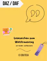 Vorschau - Anderer Materialtyp - Lesezeichen Weltfrauentag, mehrfarbig, Vorder- und Rückseite - Deckblatt