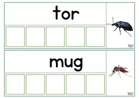 Voorbeeld - KleuterKlaar| Kriebelbeestjes: letterkaarten - Pagina 1