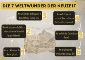 Vorschau - Poster - Die sieben Weltwunder der Neuzeit - Lernlandkarte - Deckblatt