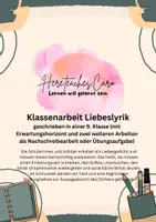Vorschau - Klassenarbeiten - Gedichtanalyse Liebeslyrik: Goethe - Deckblatt