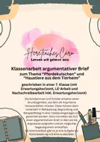 Vorschau - Klassenarbeiten - Klassenarbeit argumentativer Brief: Thema "Pferdekutschen" - Deckblatt