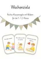 Vorschau - Poster - 50 Wochenziele | Klassenregeln mit Bildern |1. und 2. Klasse - Deckblatt