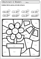Vorschau - Mal- und Bastelvorlagen - Rechenmalblätter Frühling | Mathe Freebie Klasse 1-2 - Seite 3