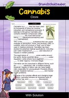 Vorschau - Arbeitsblätter - Cannabis | Cloze Worksheet | Biology & Health Education | English - Deckblatt