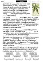 Vorschau - Arbeitsblätter - Cannabis | Cloze Worksheet | Biology & Health Education | English - Seite 1