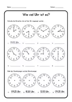 Vorschau - Arbeitsblätter - Wie viel Uhr ist es? Die Uhr lesen lernen - Deckblatt