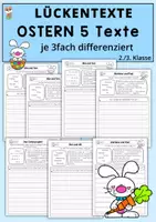 Vorschau - Arbeitsblätter - Lückentexte Ostern, Arbeitsblätter differenziert | Lesen und Schreiben, Deutsch Klasse 2–3 - Deckblatt