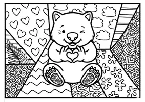 Vorschau - Mal- und Bastelvorlagen - PopArt Ausmalbilder Wombats – Kreative Kunstkarten für die Grundschule - Seite 1