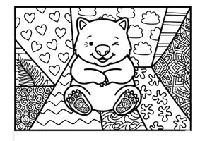 Vorschau - Mal- und Bastelvorlagen - PopArt Ausmalbilder Wombats – Kreative Kunstkarten für die Grundschule - Seite 2