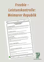Vorschau - Test - Leistungsermittlung Geschichte: Die Weimarer Republik – Klassenarbeit / Test - Deckblatt