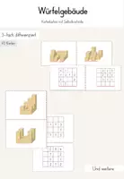 Vorschau - Bildkarten - Würfelgebäude Karteikarten 4x4 mit Selbstkontrolle - Deckblatt