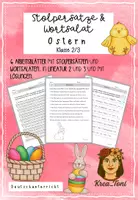 Vorschau - Arbeitsblätter - Lesen und Grammatik üben: Stolpersätze (ein Wort zu viel) & Wortsalat zu Ostern – 6 Arbeitsblätter mit Lösungen (Klasse 2, 3) - Deckblatt