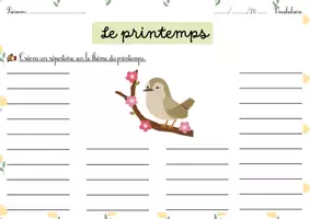Aperçu - Feuilles d'exercices - Vocabulaire production d’écrit sur le printemps - Page de couverture