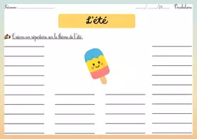 Aperçu - Feuilles d'exercices - Vocabulaire et production d’écrit sur l'été - Page de couverture