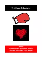 Vorschau - Test - Test Klasse 8 Deutsch: Fragegeleitete Untersuchung des Dramas ,,Das Herz eines Boxers" - Deckblatt