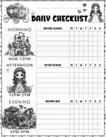 Aperçu - Apprentissages en autonomie - Kid’s Daily School Routine Checklist Chart – Princess Theme - Page 2